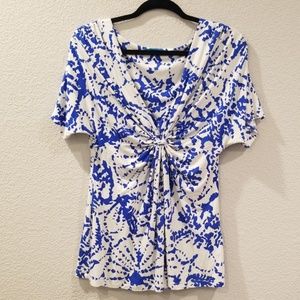 VELVET brand blue and white top